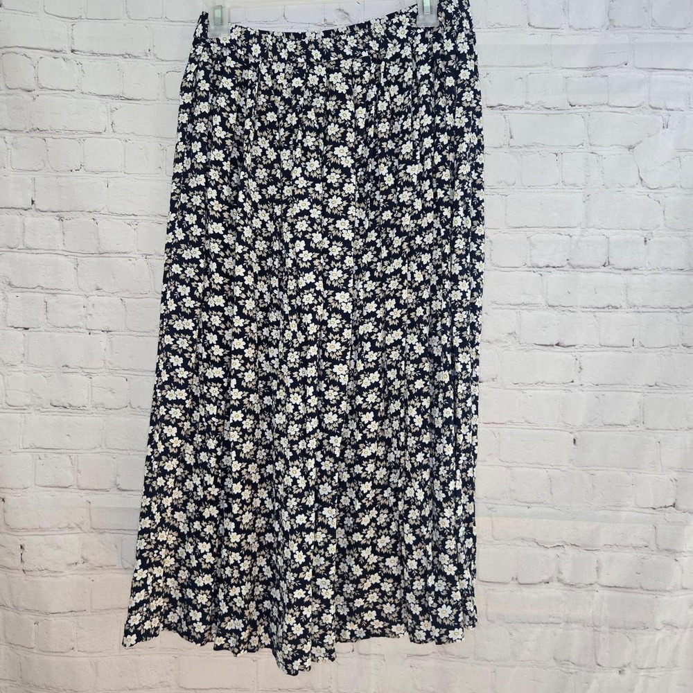 80s 90s Susan Bristol Daisy Ditsy Floral Cottagecore Pleated Midi Skirt Sz M